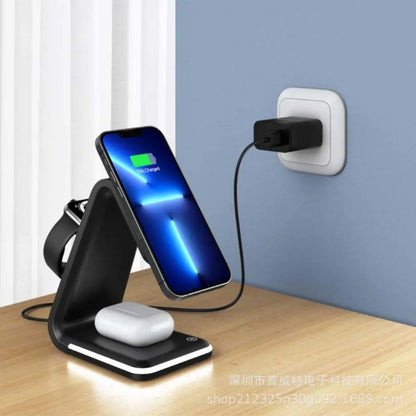 3 In 1 15W Fast Wireless Charger Qi Charging Dock Station For IPhone iWatch & AirPods Pro