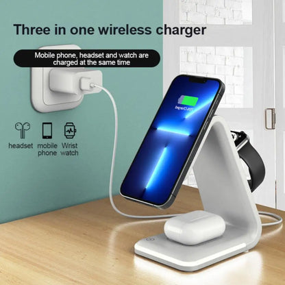 3 In 1 15W Fast Wireless Charger Qi Charging Dock Station For IPhone iWatch & AirPods Pro