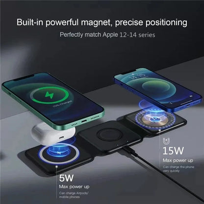 3 In 1 Magnetic Wireless Charger Pad for iPhone, Apple Watch & AirPods